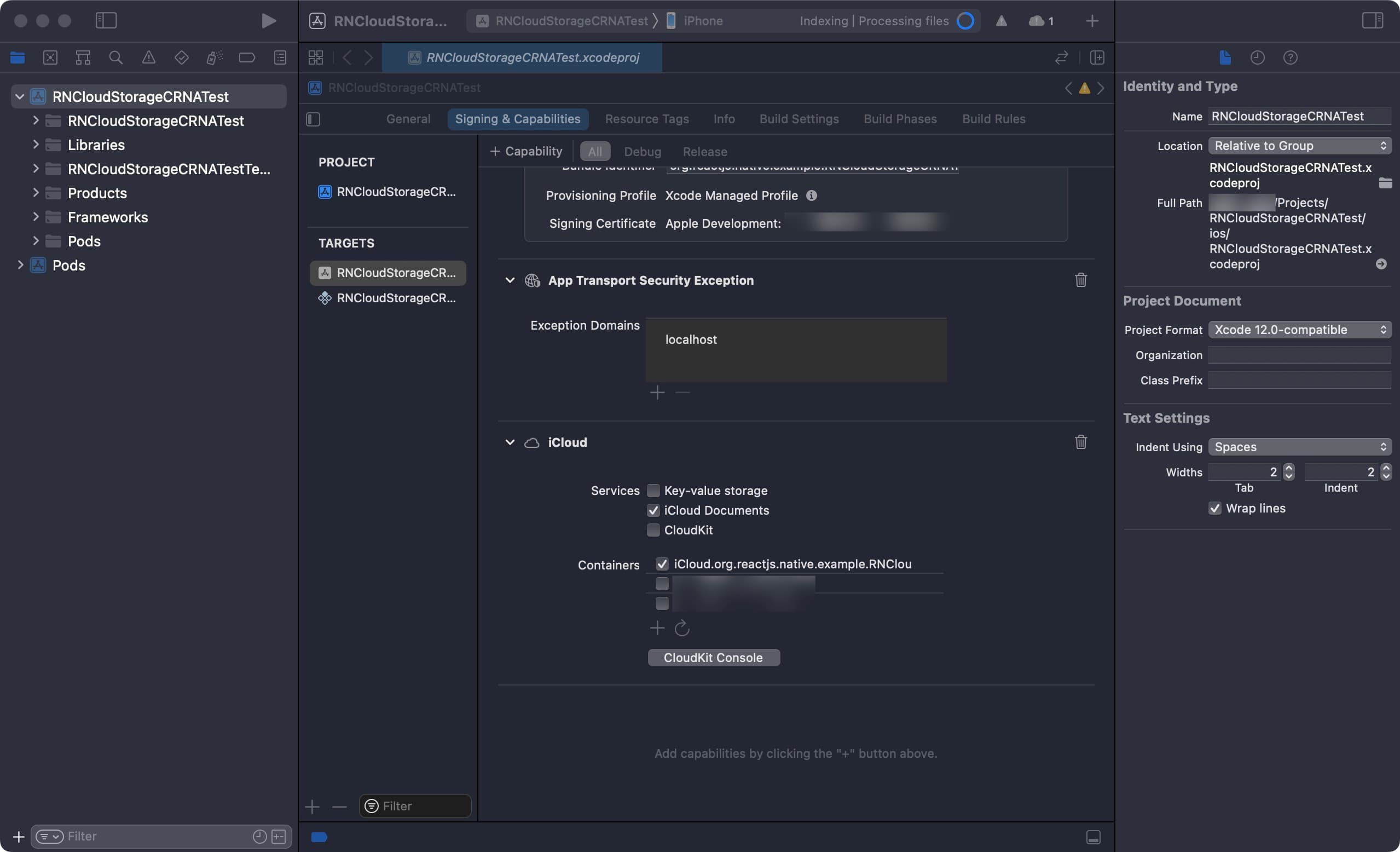 Example of correct iOS configuration